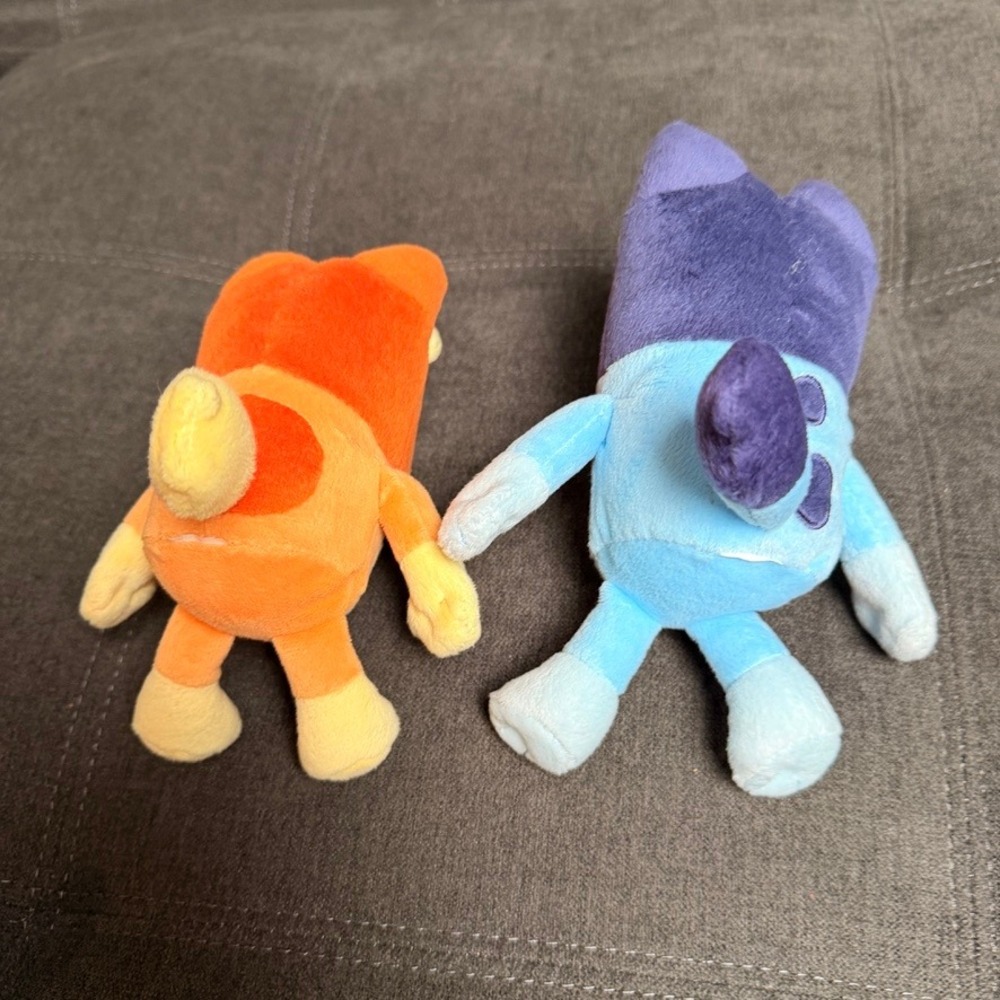 Bluey and Bingo Plush Toy Set Blue Orange Dog Stuffed Animal Toddler Cartoon - Picture 4 of 6